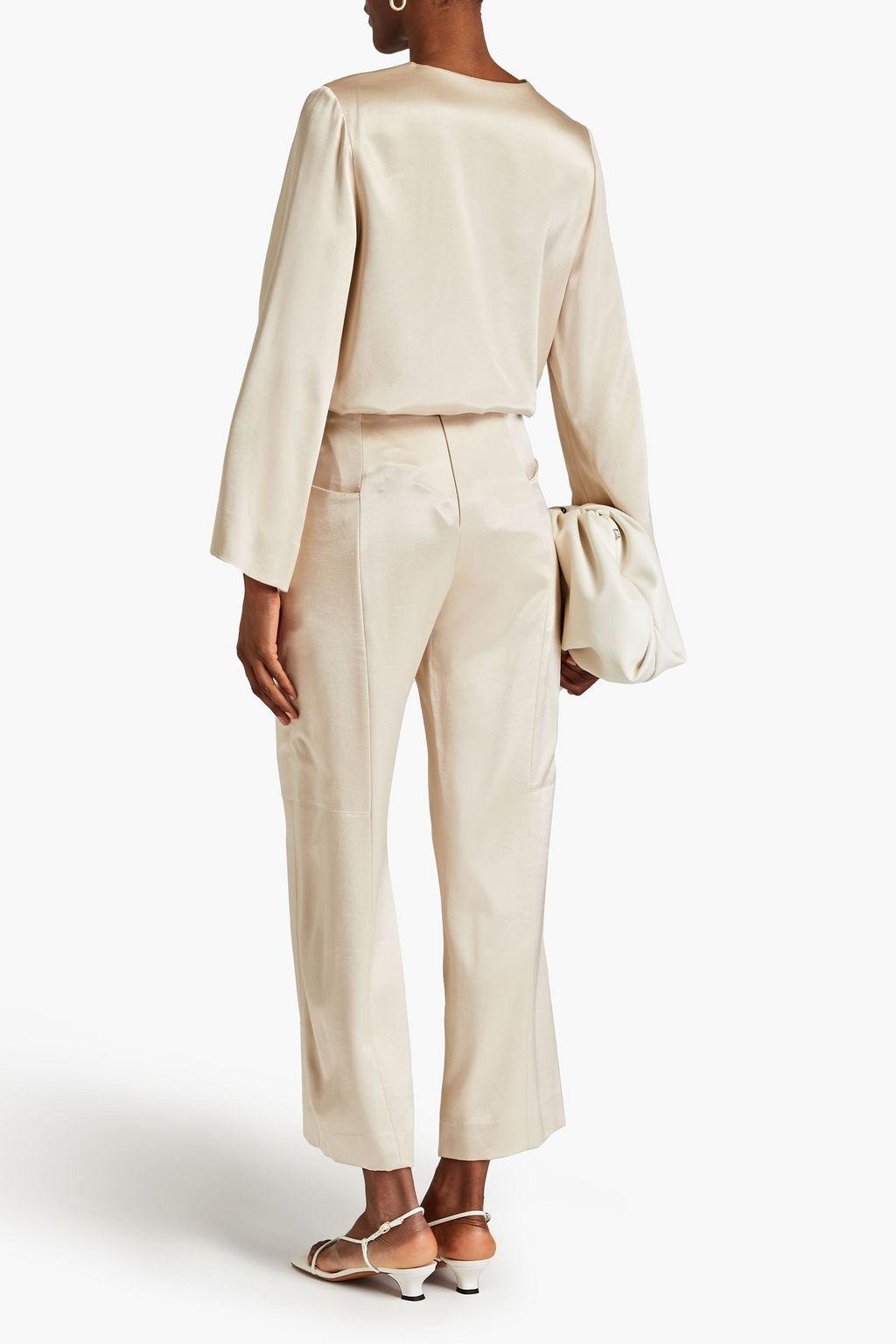 BY MALENE BIRGER Evilia cropped satin-crepe wide-leg pants