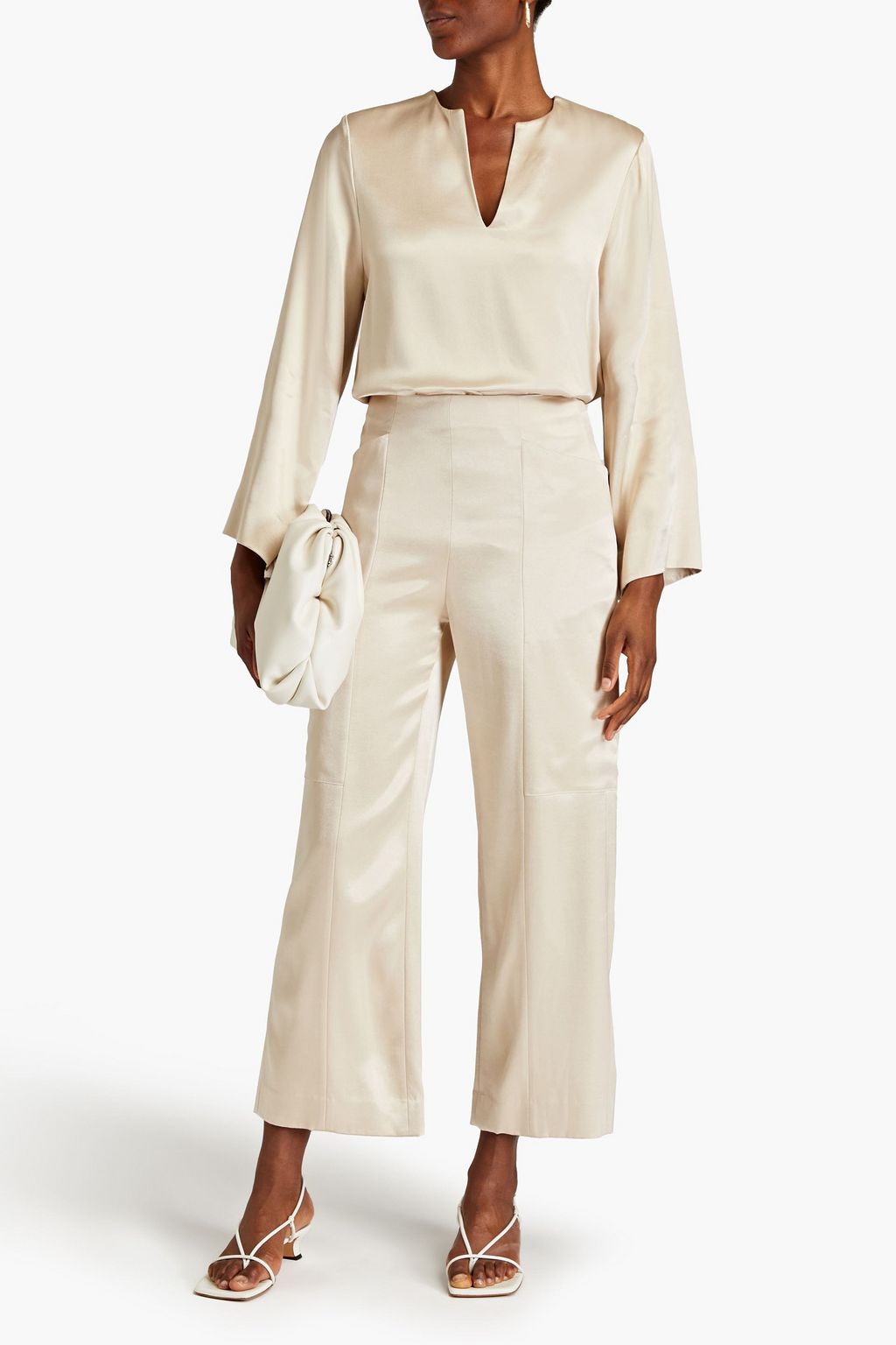BY MALENE BIRGER Evilia cropped satin-crepe wide-leg pants