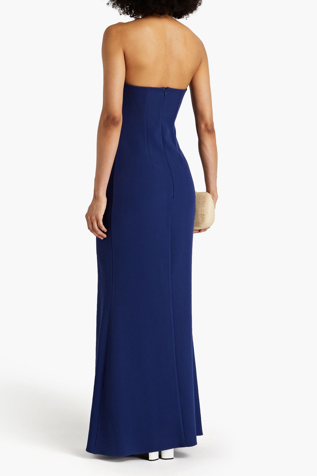 SAFIYAA ストラップレス ストレッチクレープ ロングドレス