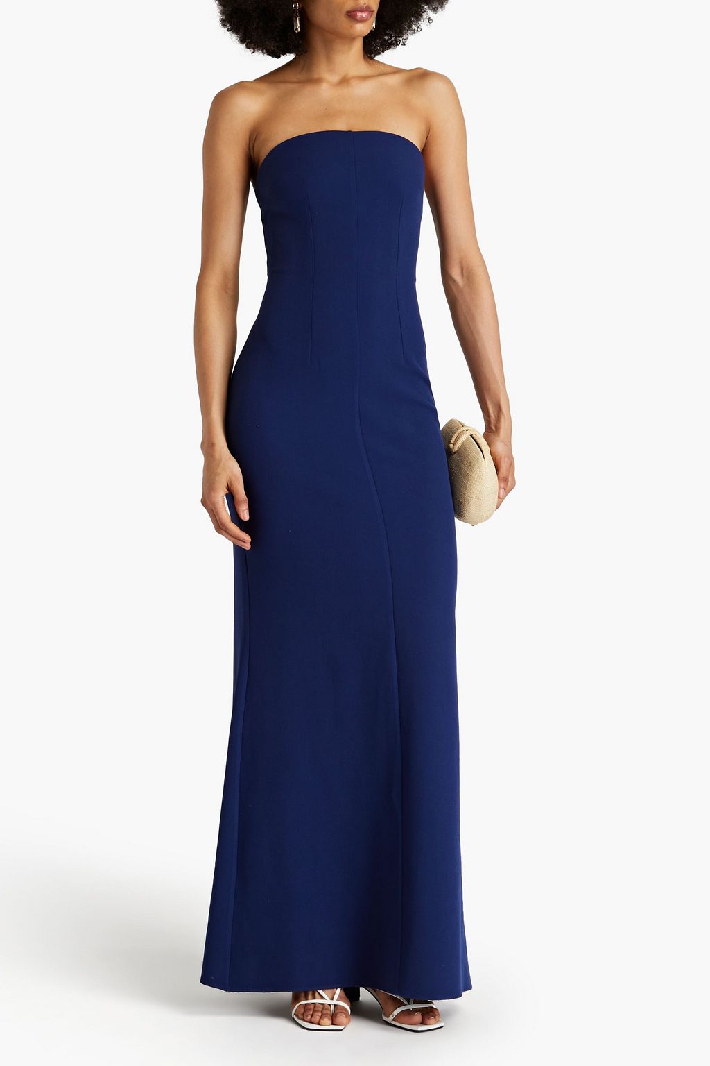 SAFIYAA ストラップレス ストレッチクレープ ロングドレス