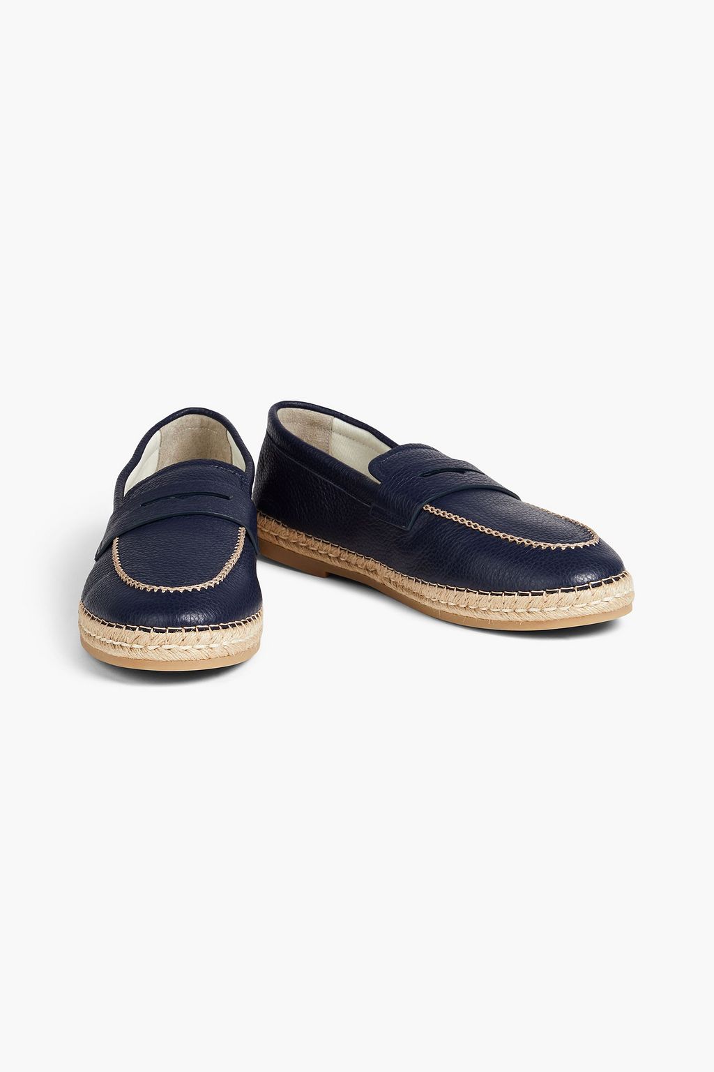 CANALI Pebbled-leather espadrille loafers