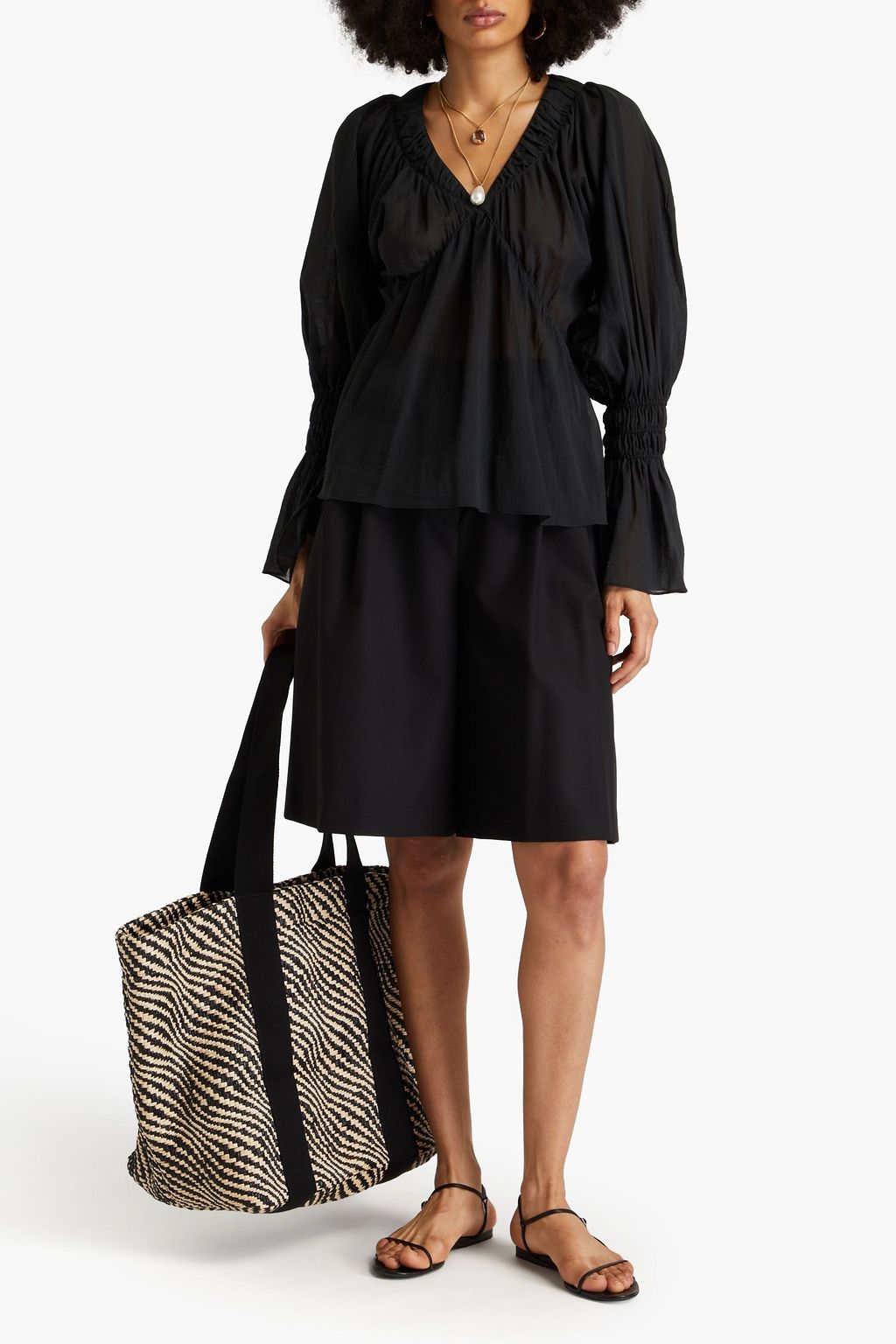 BY MALENE BIRGER Yennas gathered cotton-voile top