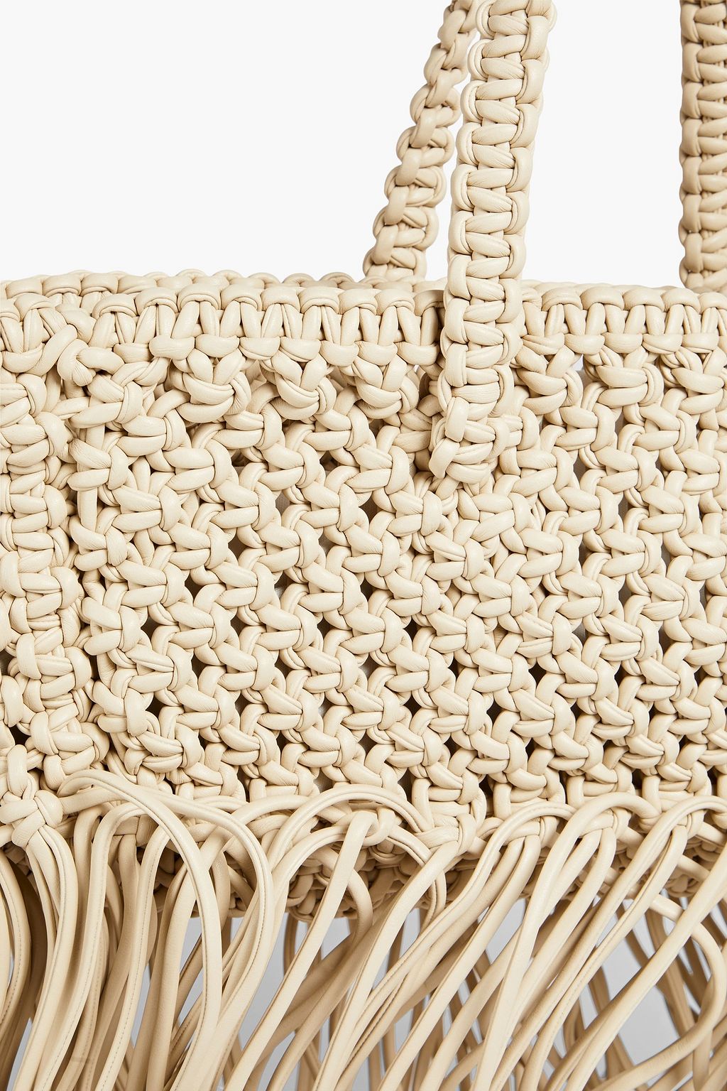 YUZEFI Fringed braided faux leather tote