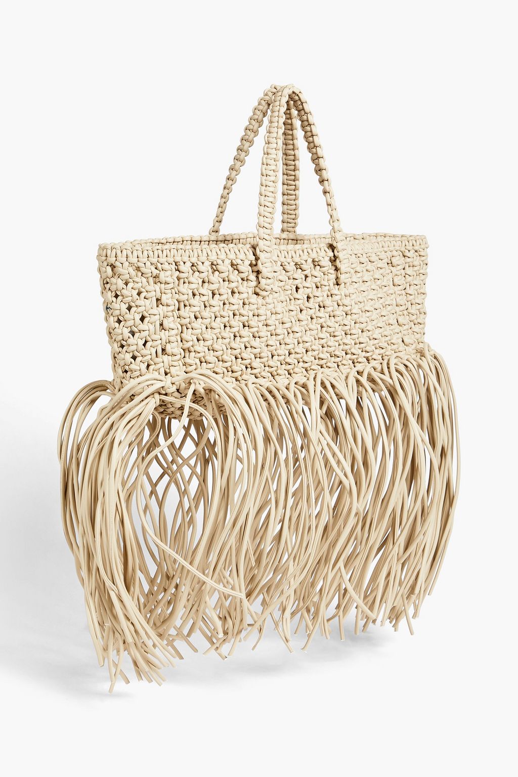 YUZEFI Fringed braided faux leather tote