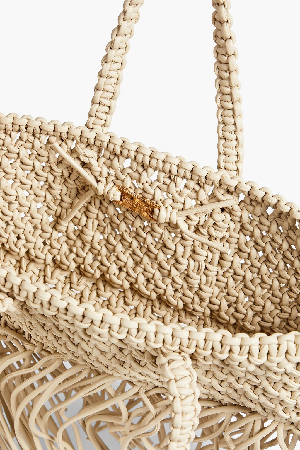 YUZEFI Fringed braided faux leather tote