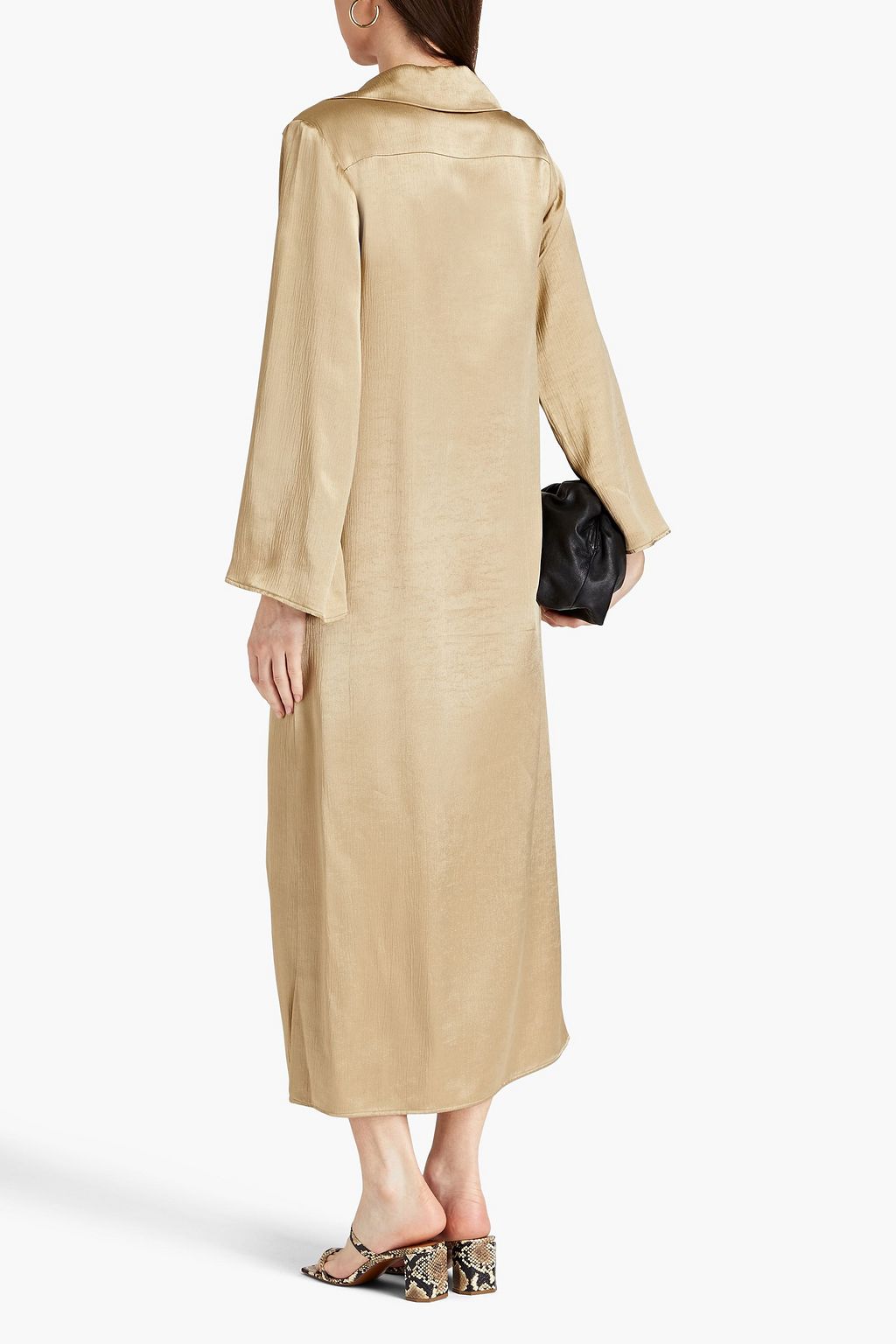 BY MALENE BIRGER فستان 'ماونا' متوسط الطول بأسلوب القميص من ساتان كريب بتصميم مجعد