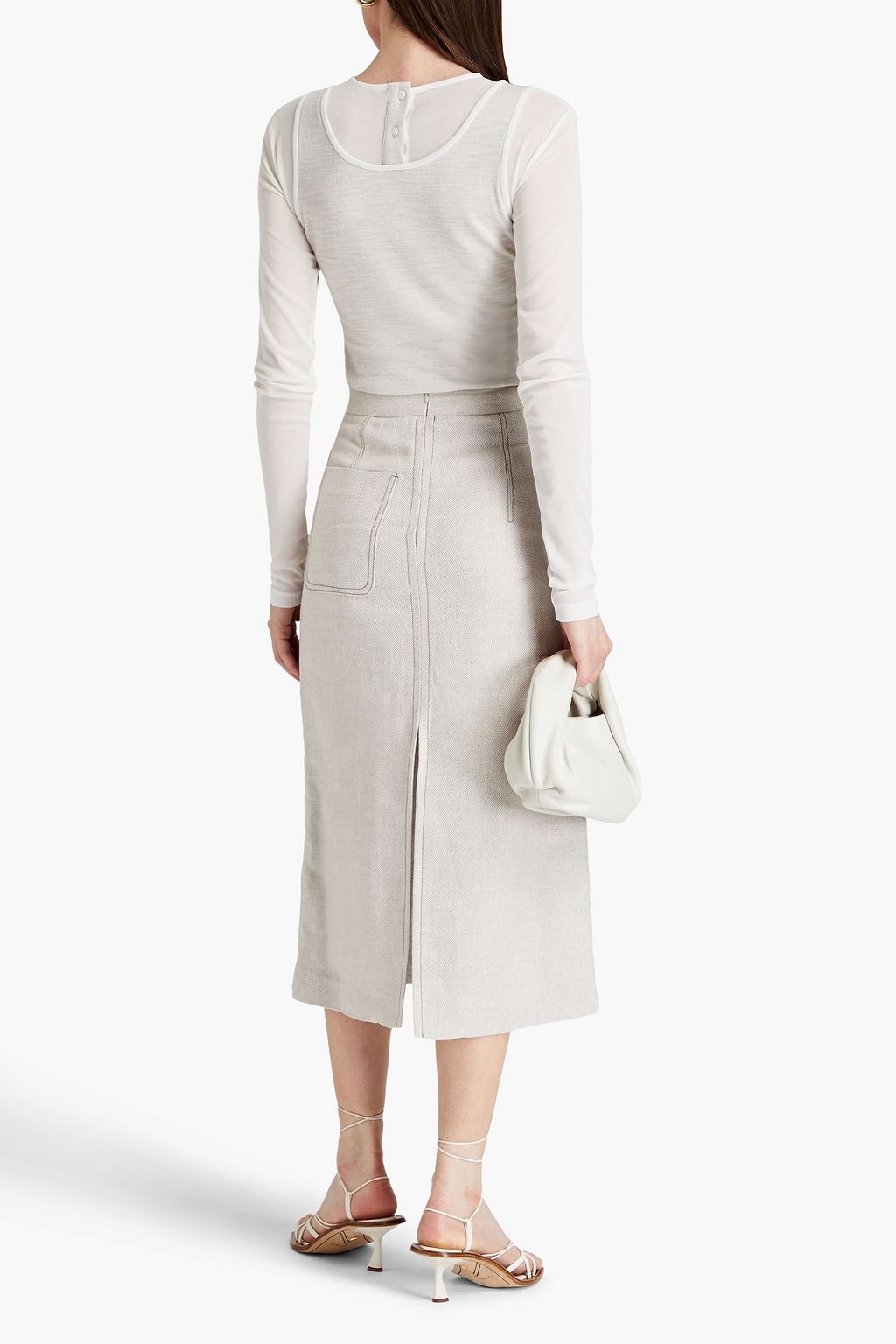LVIR Layered cotton-blend jersey and mesh top
