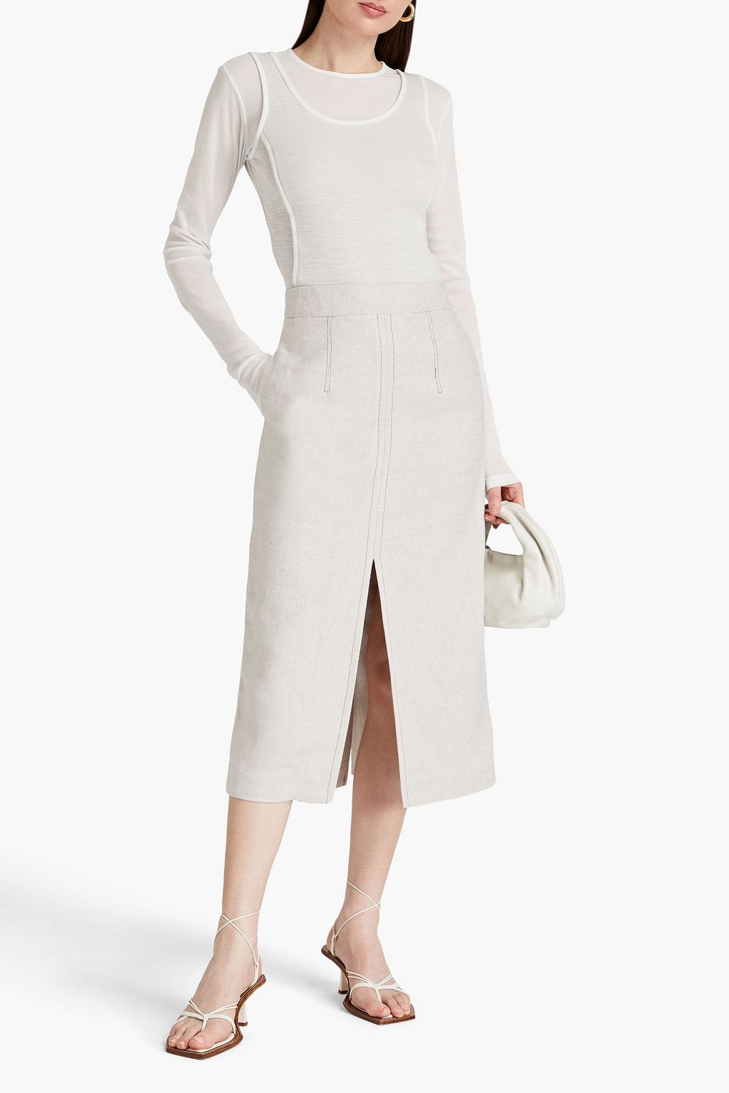 LVIR Layered cotton-blend jersey and mesh top