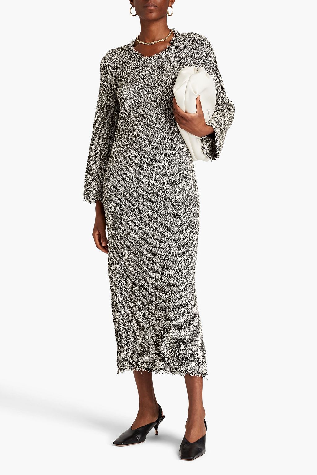 BY MALENE BIRGER Aggiale frayed cotton-tweed midi dress