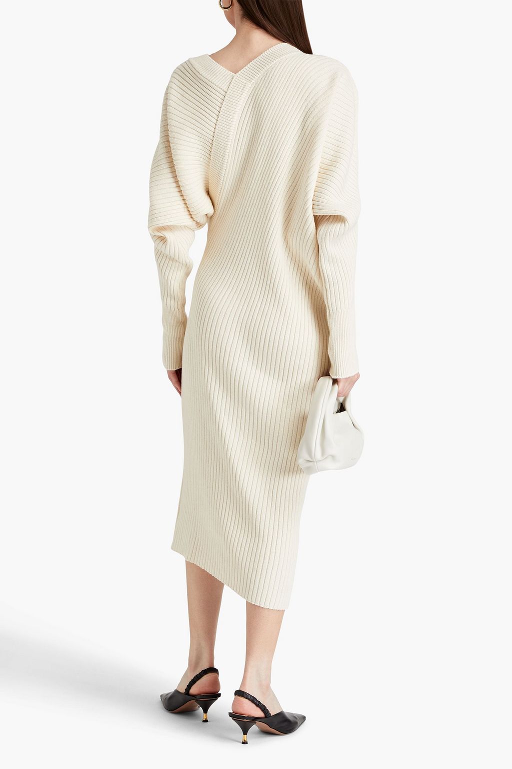LVIR Draped ribbed-knit midi dress