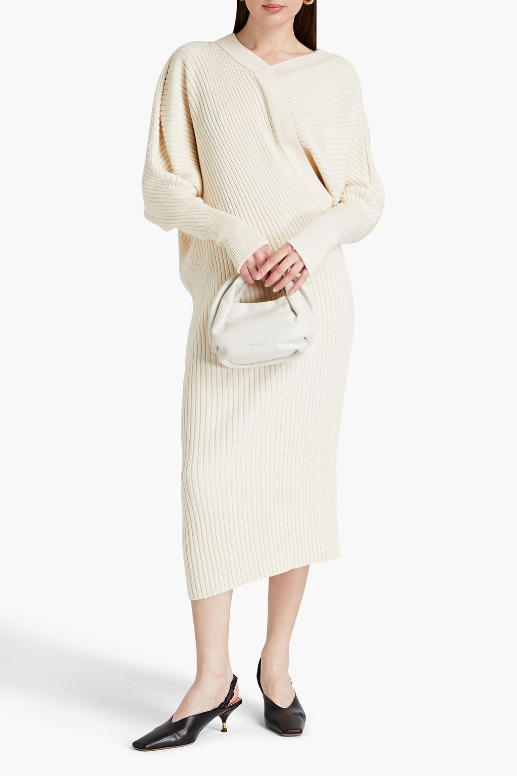 LVIR Draped ribbed-knit midi dress