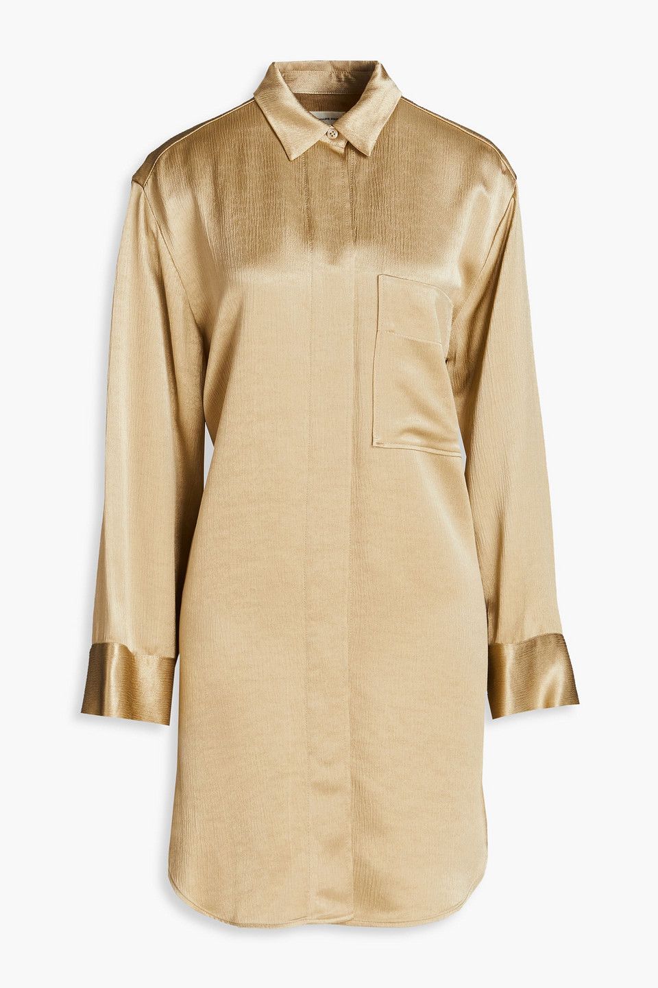 Shop By Malene Birger Olisse Crinkled Satin-crepe Mini Shirt Dress In Beige