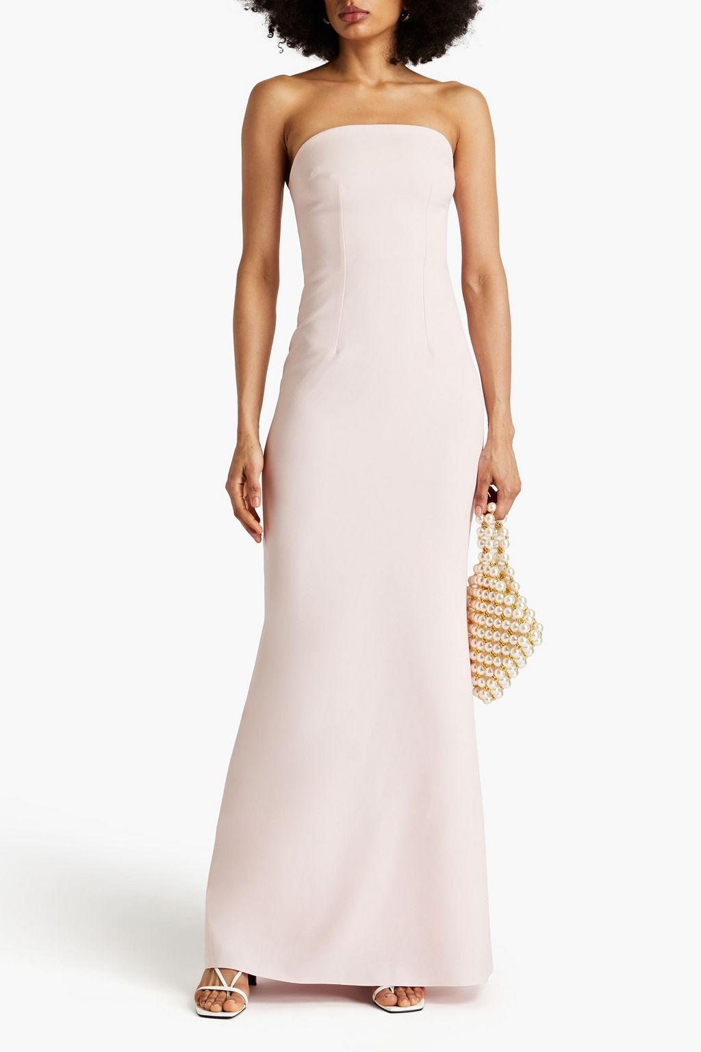 SAFIYAA ストラップレス ストレッチクレープ ロングドレス