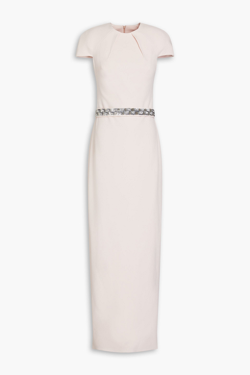 Safiyaa Belted Embellished Crepe Gown In Pastel Pink
