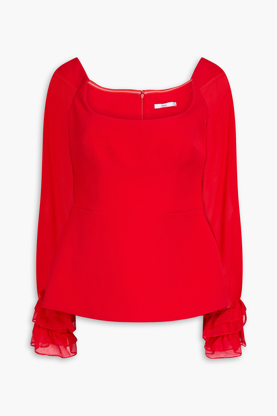 safiyaa - dia chiffon-paneled crepe top - red - fr 38