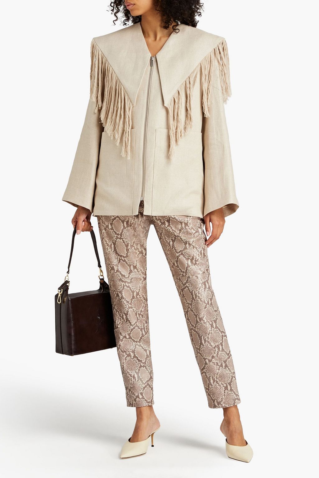 BY MALENE BIRGER 프린지 디테일 리넨 캔버스 재킷