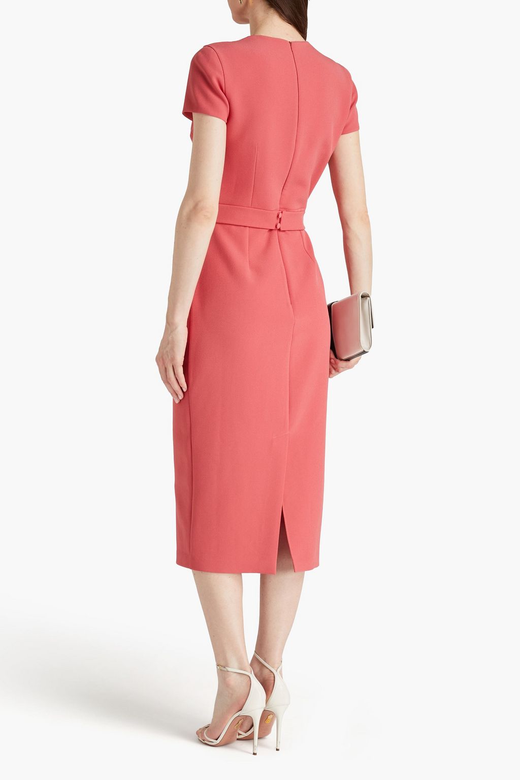 SAFIYAA Cressida belted cutout crepe midi dress