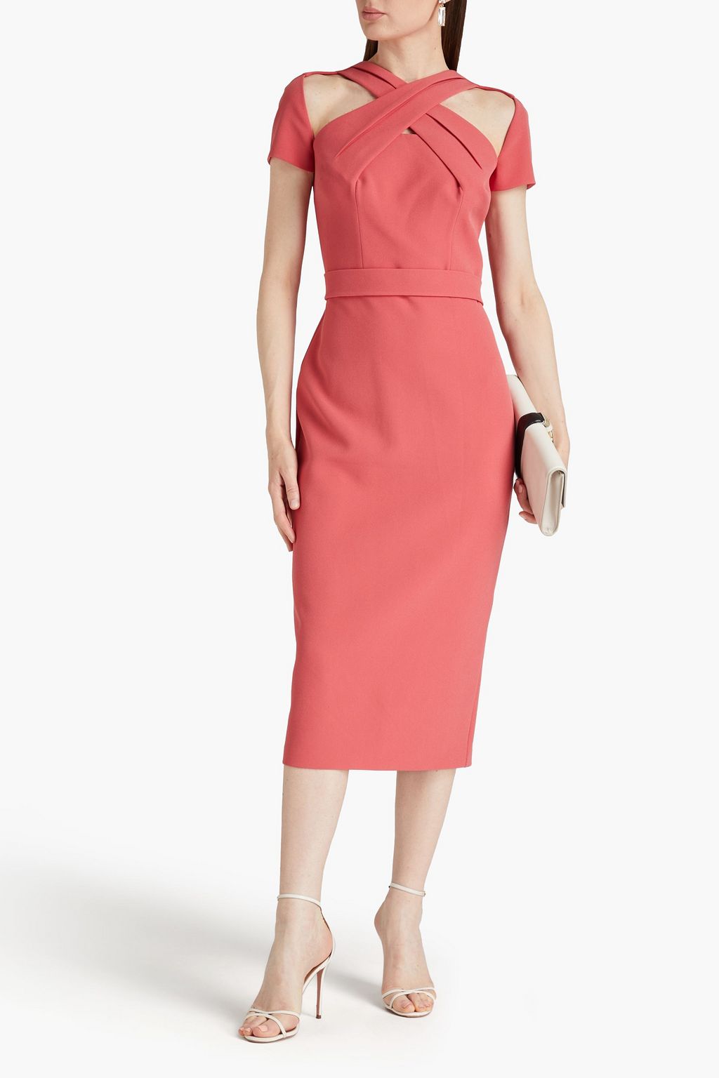 SAFIYAA Cressida belted cutout crepe midi dress