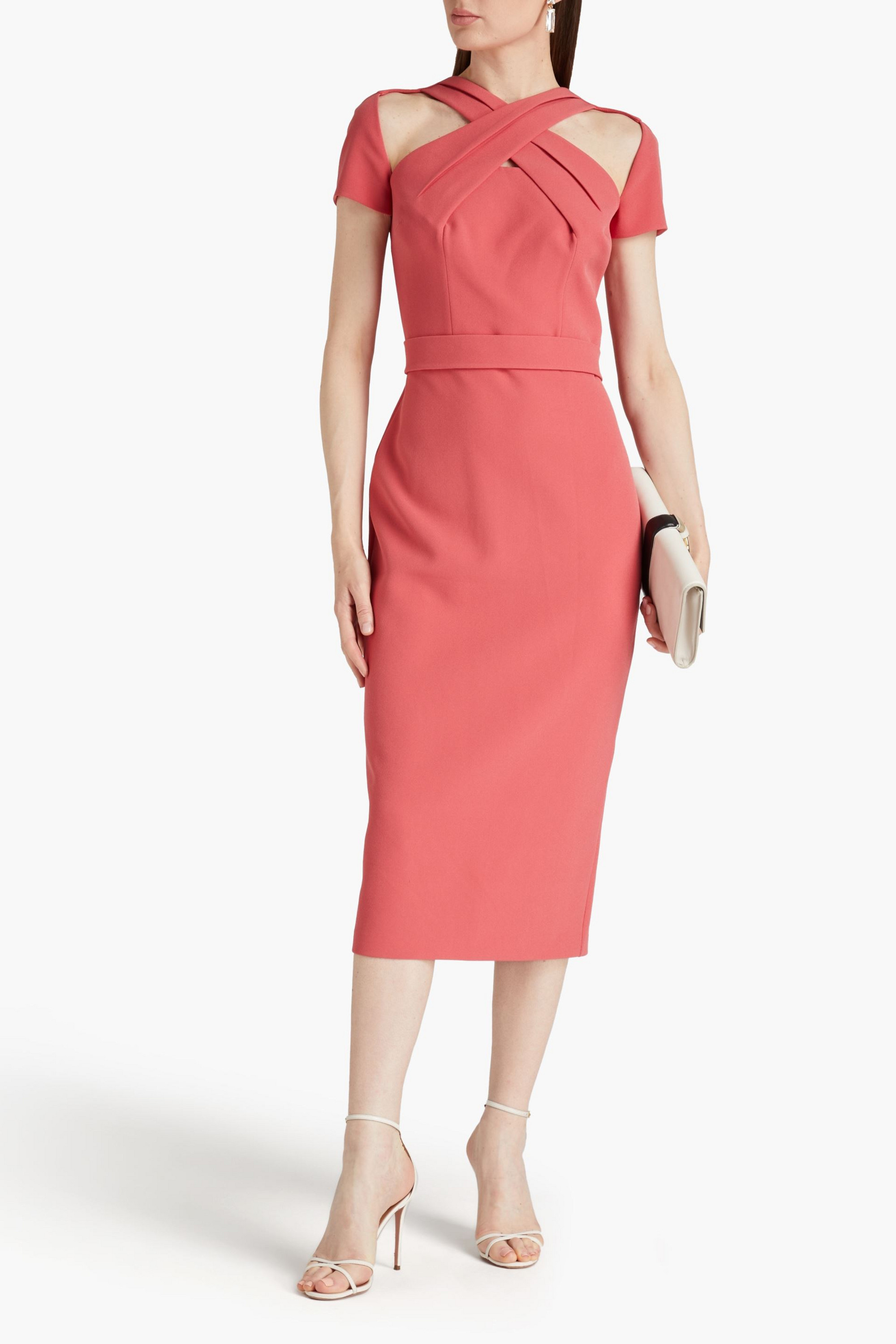 Safiyaa Cressida belted cutout crepe midi dress