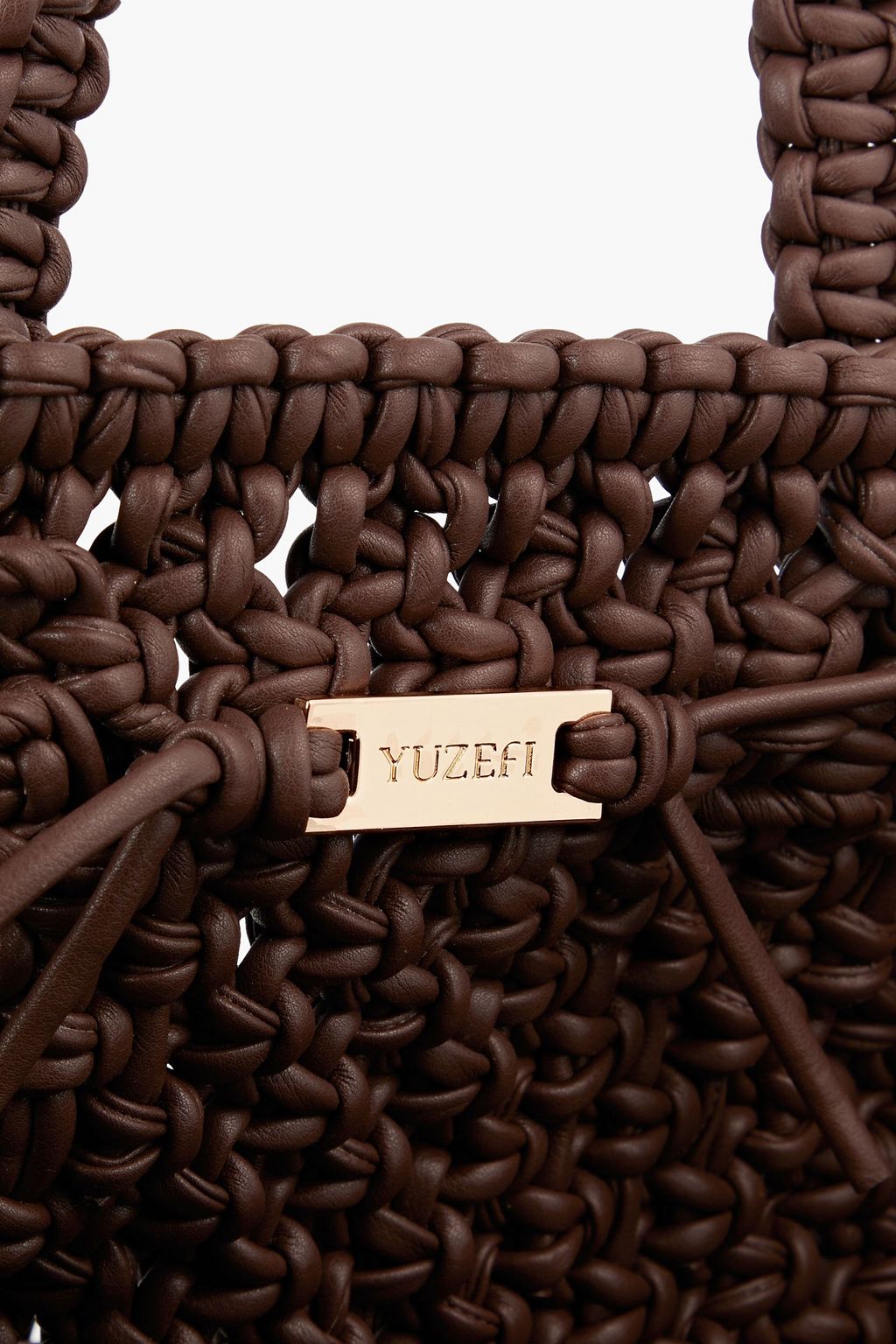 YUZEFI Fringed braided faux leather tote