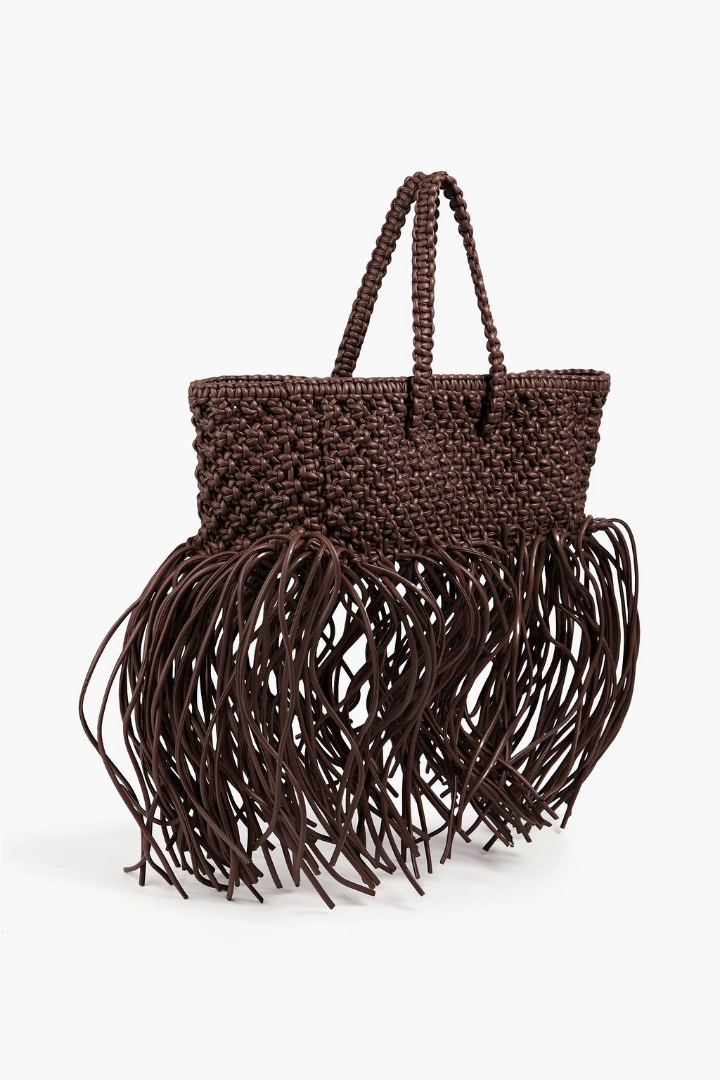 YUZEFI Fringed braided faux leather tote