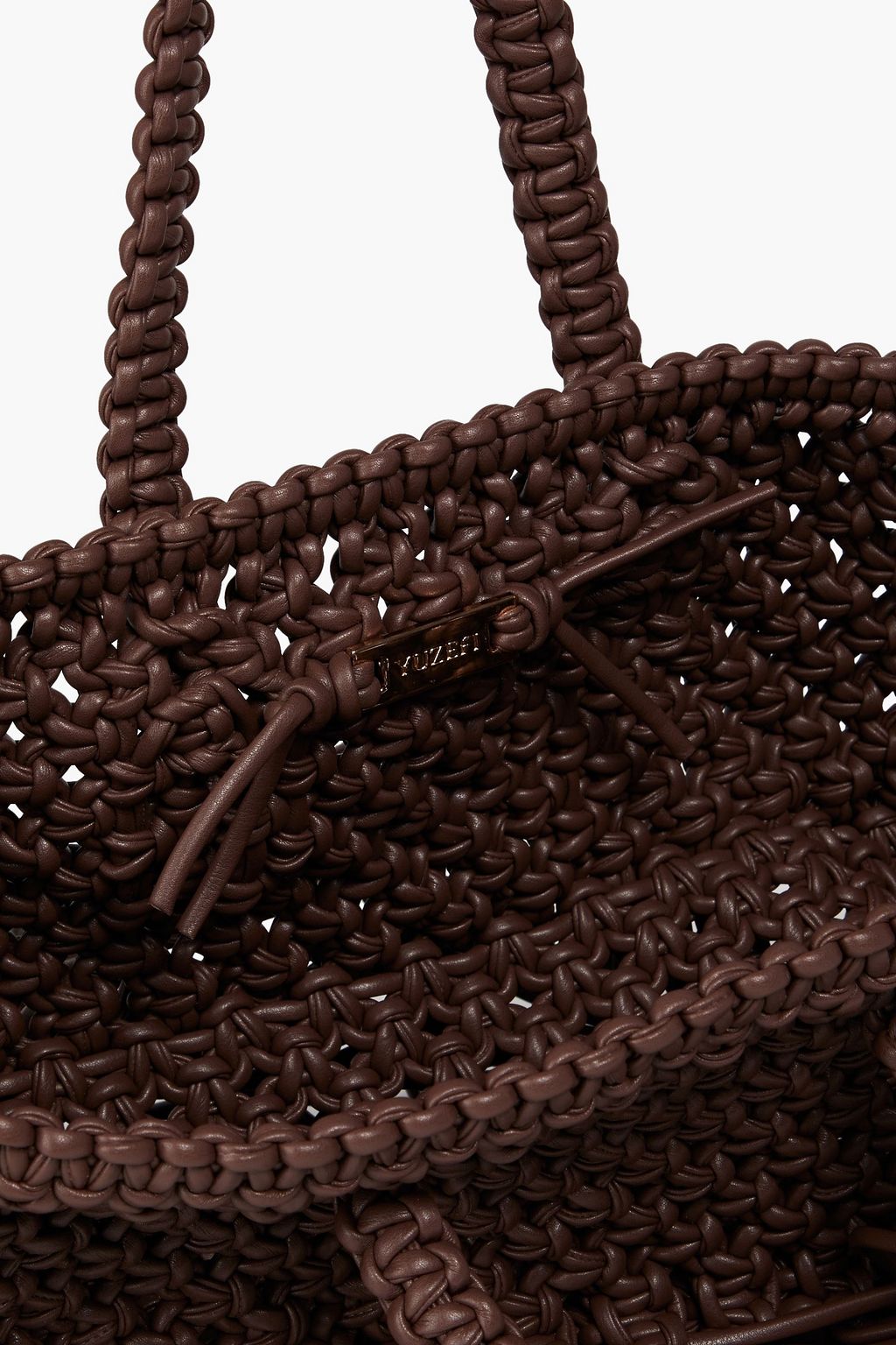 YUZEFI Fringed braided faux leather tote