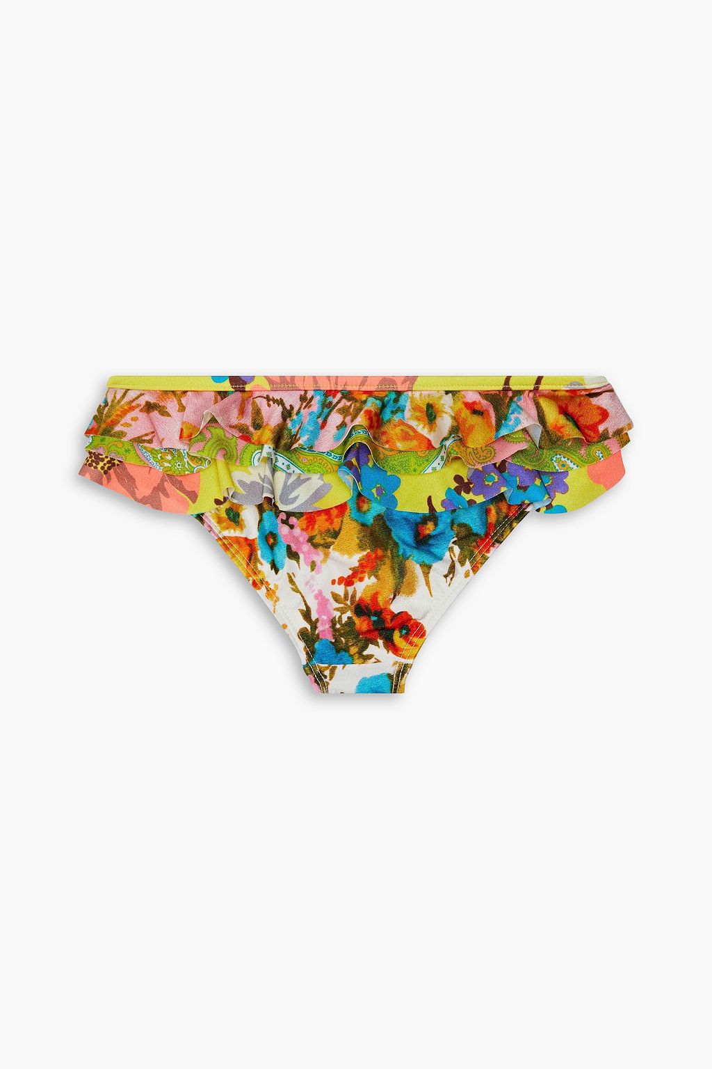 ZIMMERMANN Ruffled floral-print bikini briefs