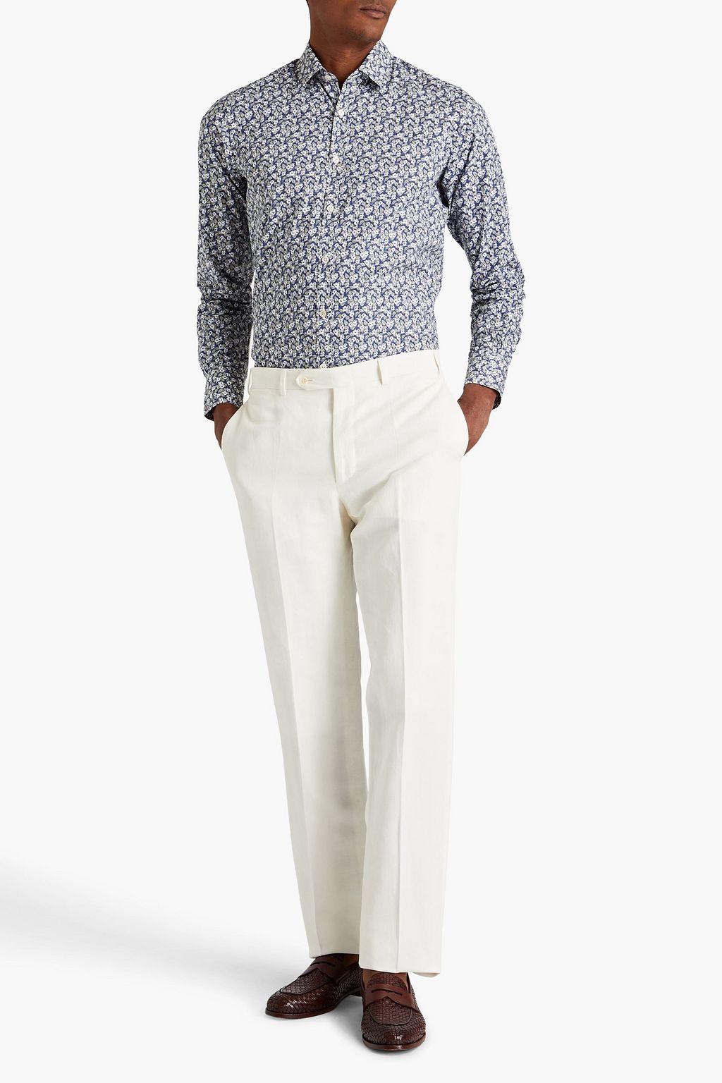 CANALI Linen and silk-blend chinos