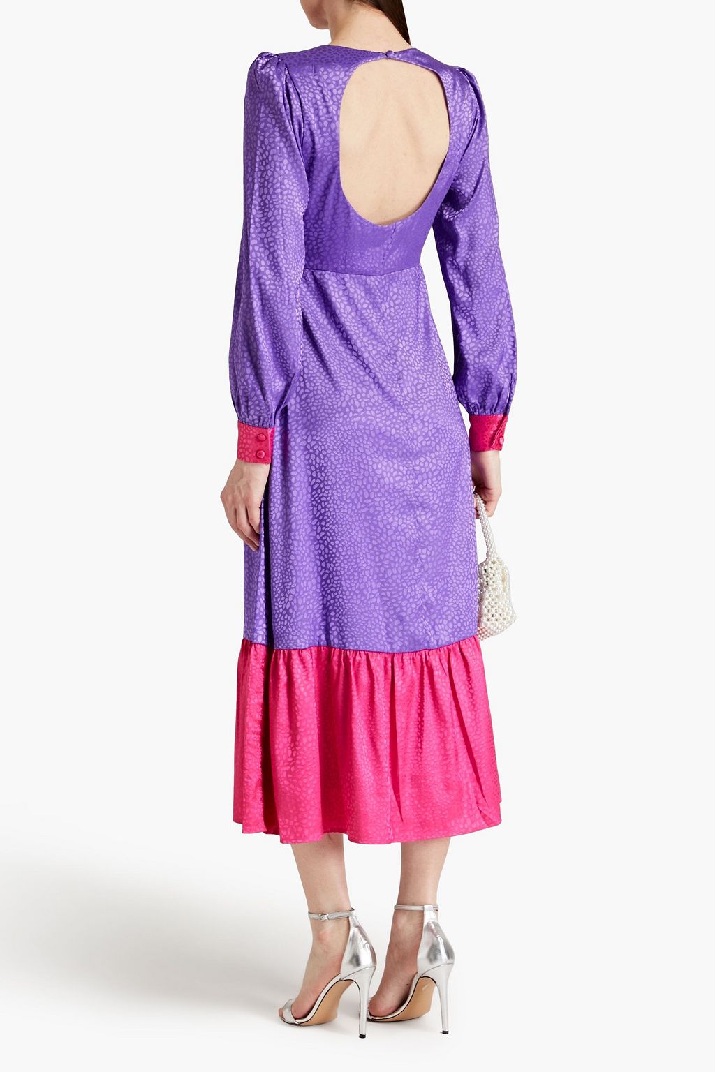OLIVIA RUBIN Gloria cutout two-tone satin-jacquard midi dress