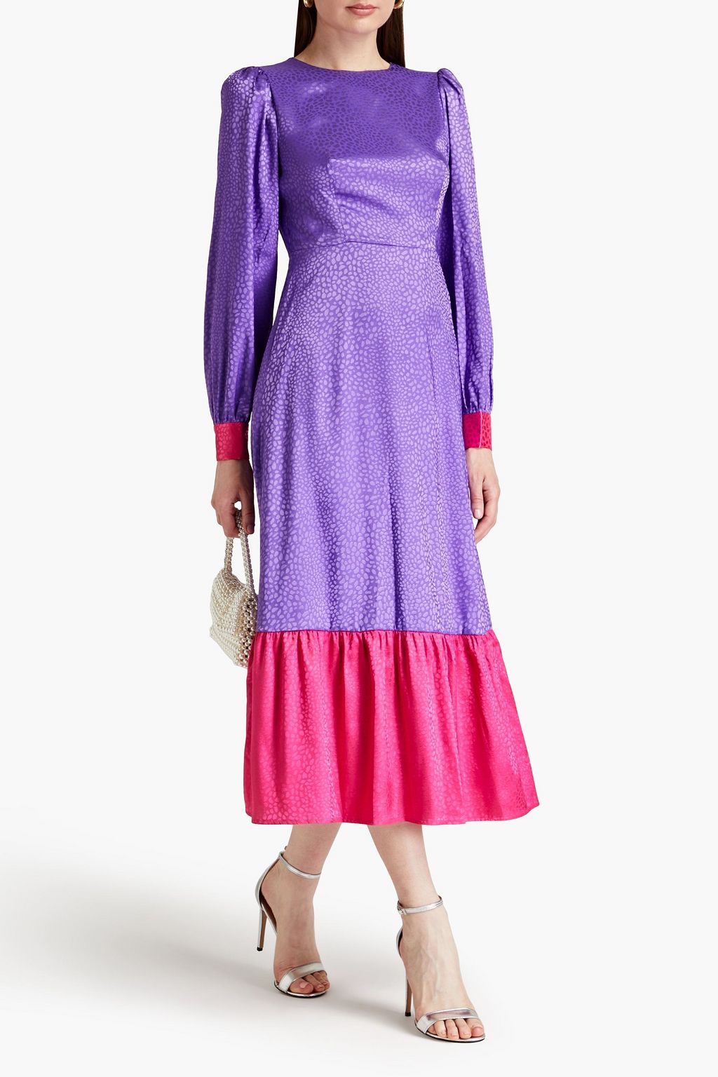OLIVIA RUBIN Gloria cutout two-tone satin-jacquard midi dress