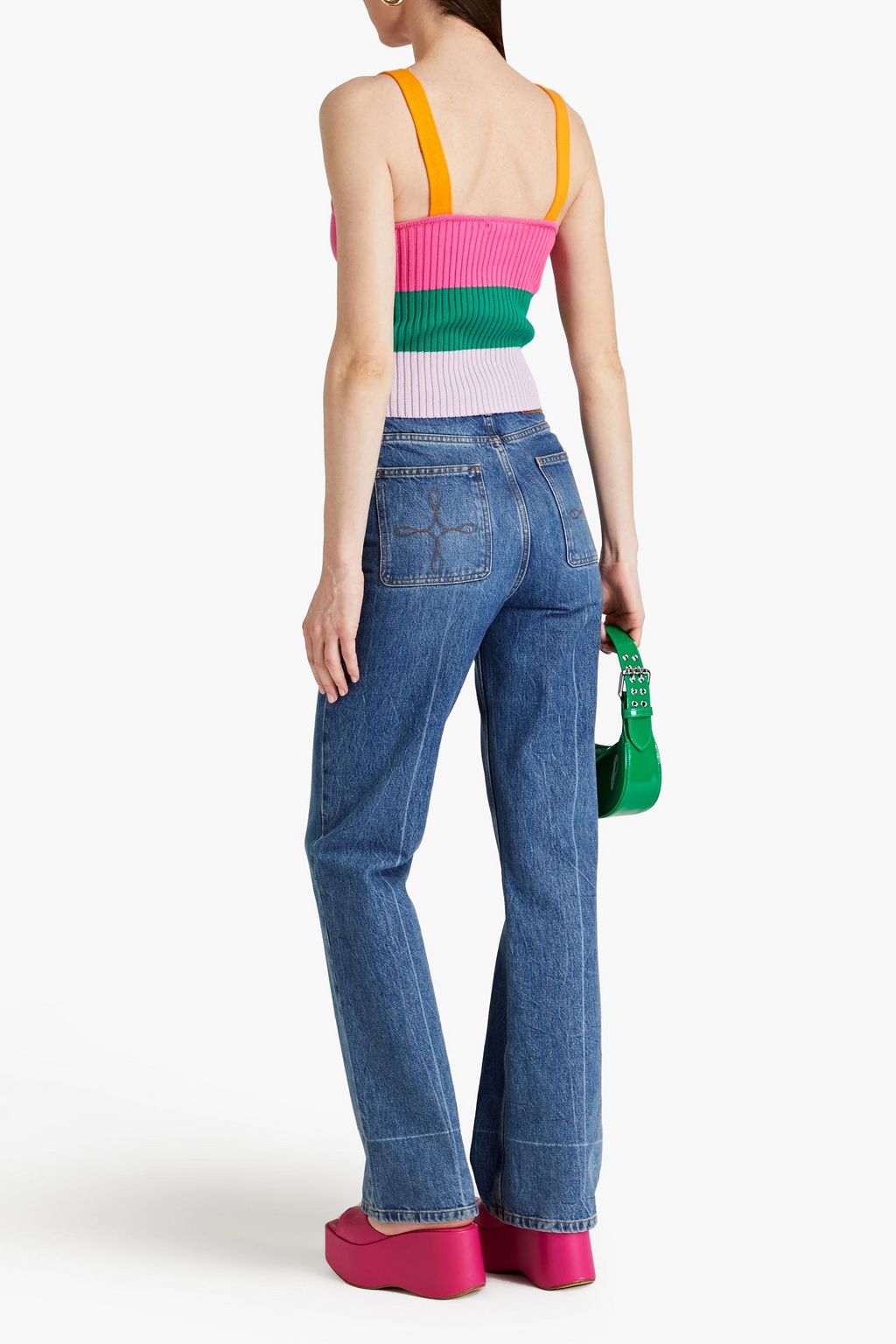 OLIVIA RUBIN Striped ribbed cotton top