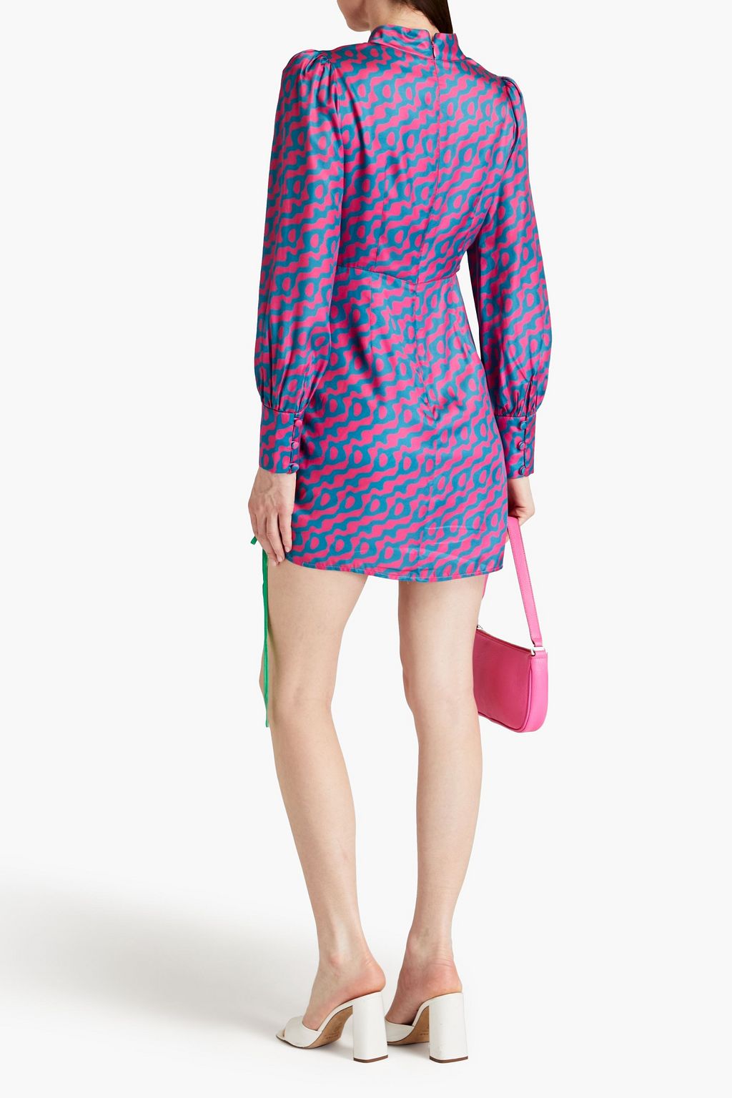 OLIVIA RUBIN Nicole ruched printed satin mini dress