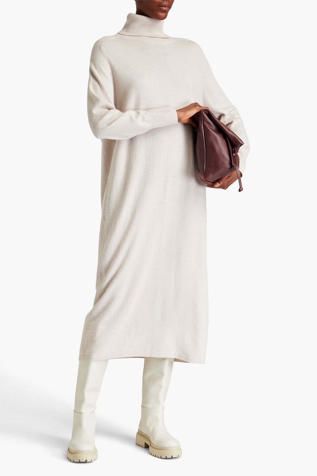 ARCH4 Lily brushed cashmere turtleneck midi dress