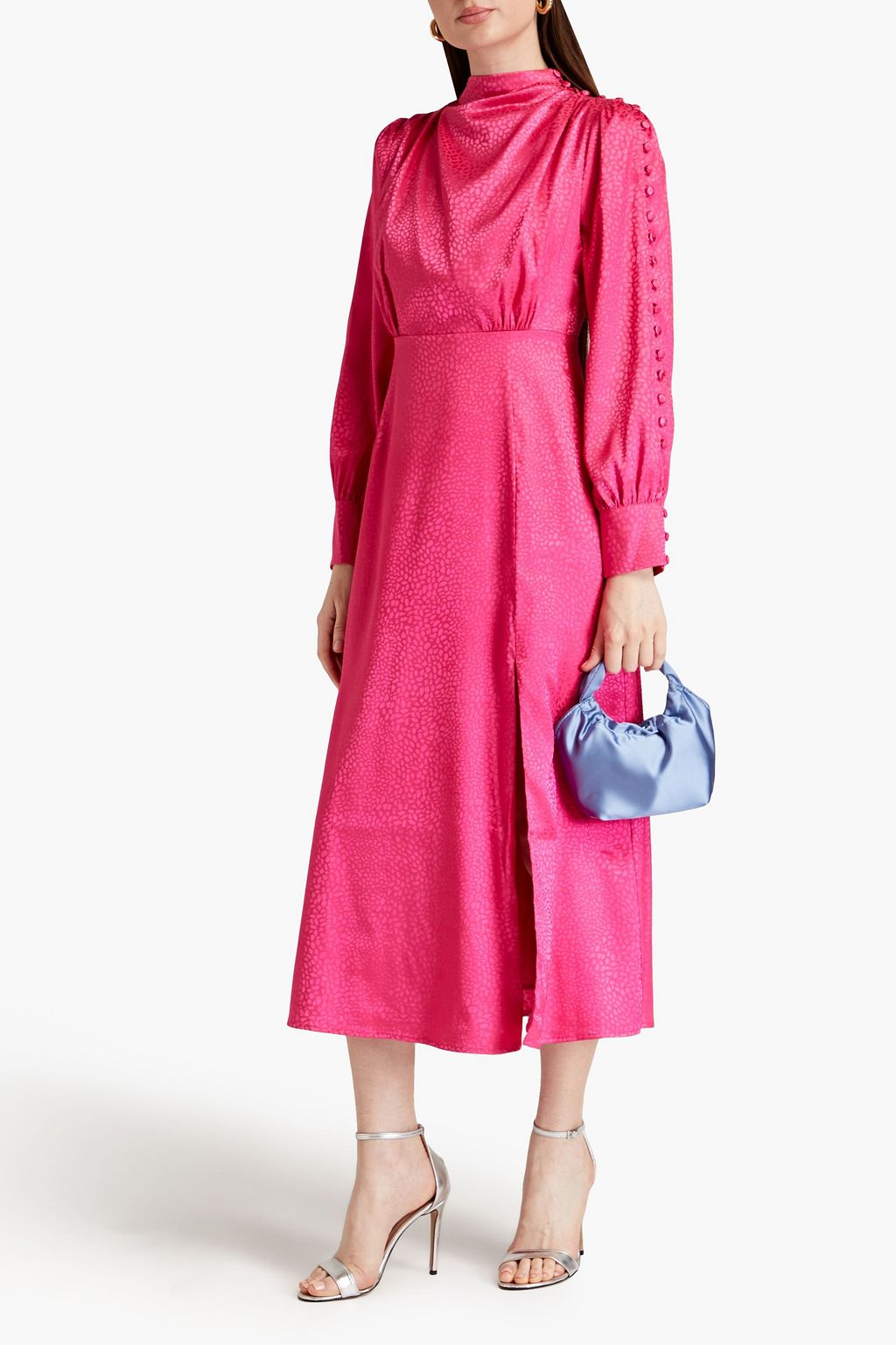 OLIVIA RUBIN Arabella satin-jacquard midi dress