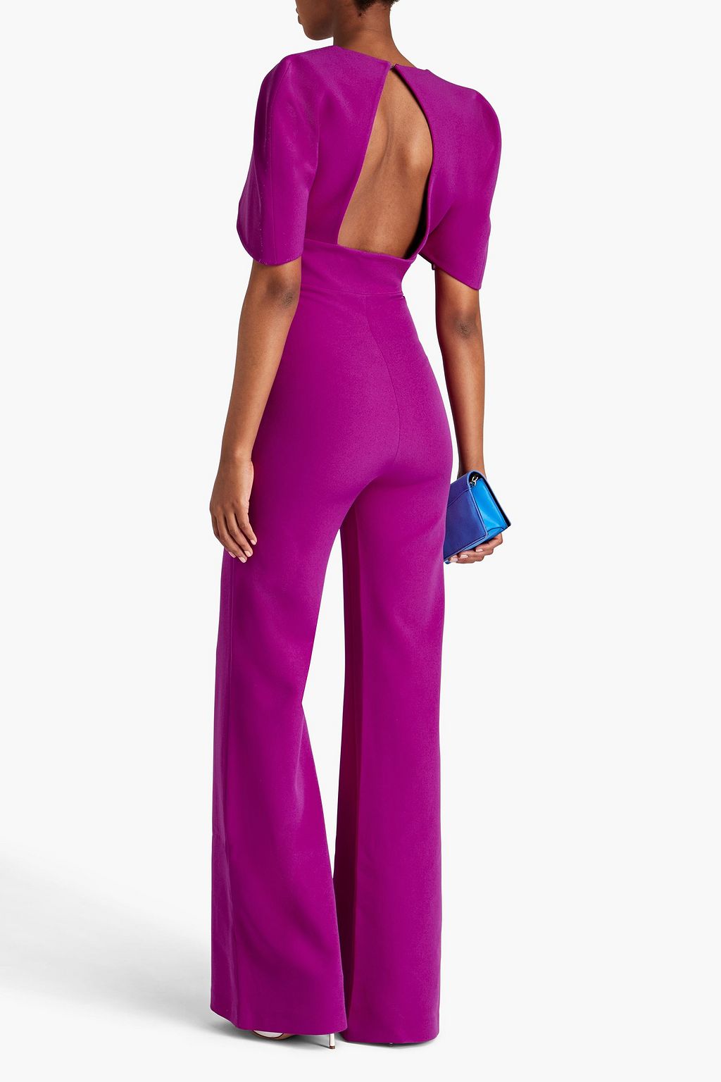 SAFIYAA Viviana capeeffect cutout stretchcrepe jumpsuit Sale up to