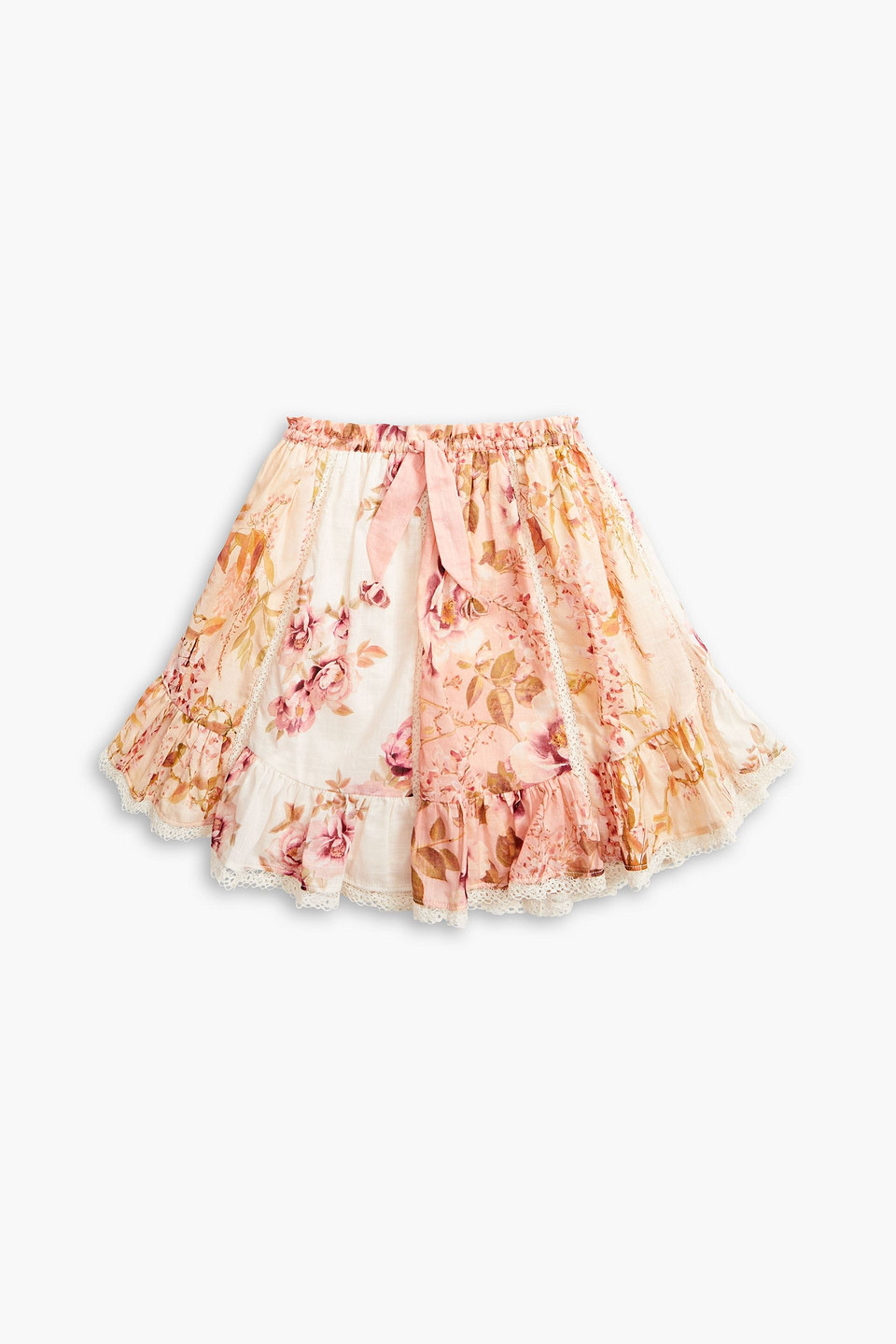 Zimmermann Kids Rosa Ruffled Floral-print Cotton Skirt In Pink