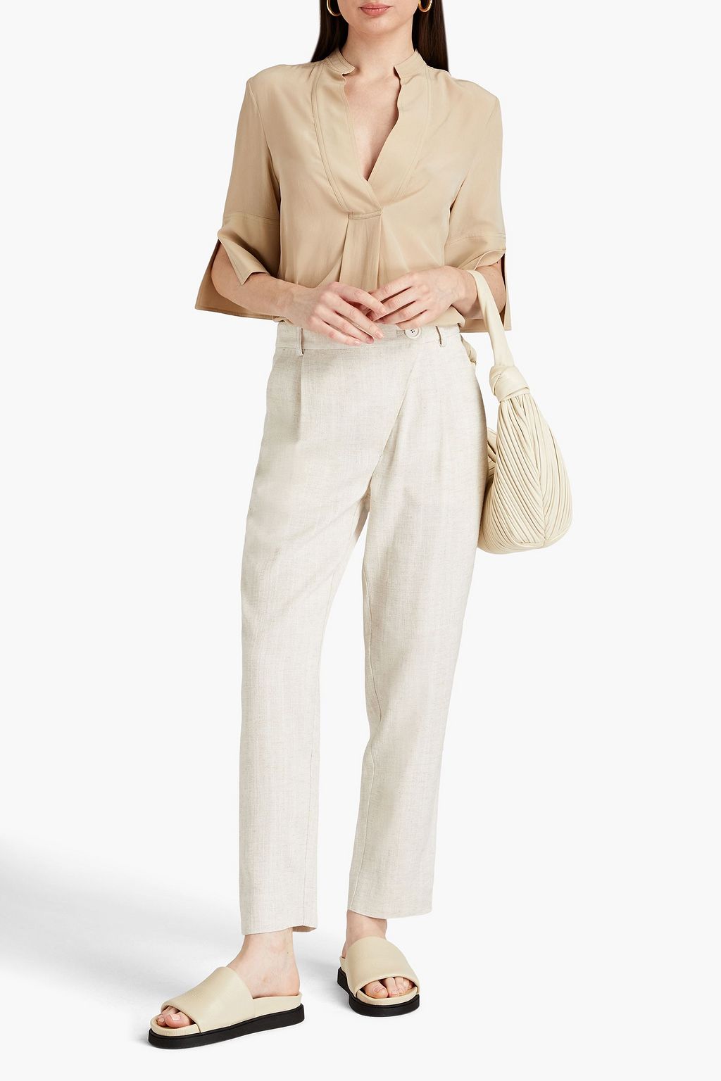 BY MALENE BIRGER Karmille pleated slub woven tapered pants