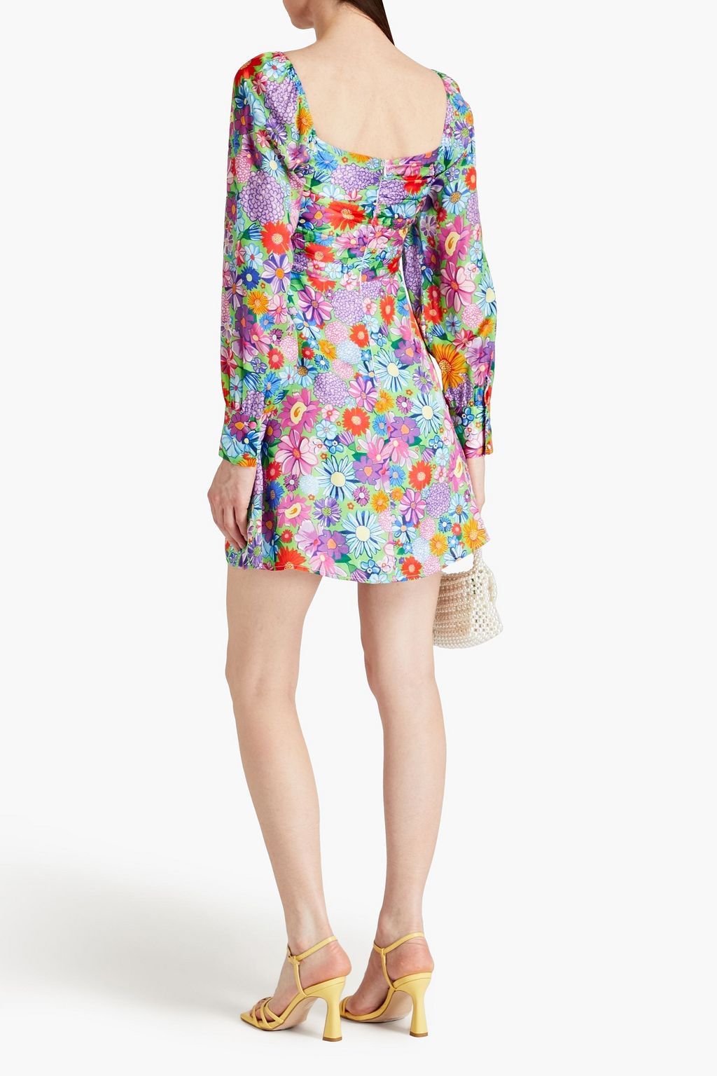 OLIVIA RUBIN Zelda wrap-effect floral-print satin mini dress