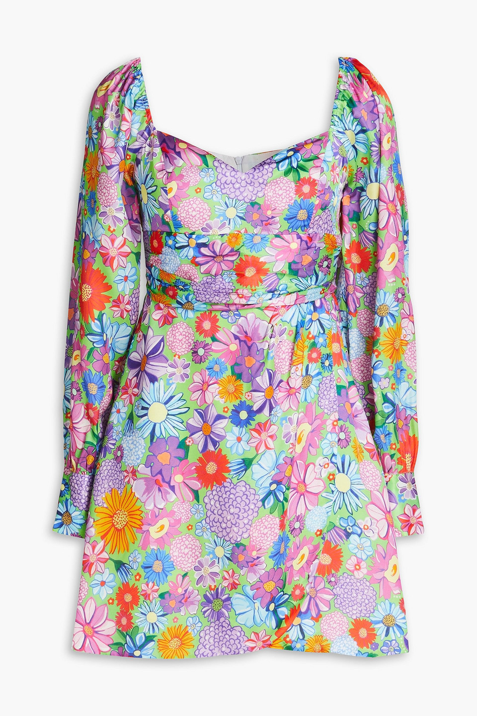 OLIVIA RUBIN ZELDA WRAP-EFFECT FLORAL-PRINT SATIN MINI DRESS