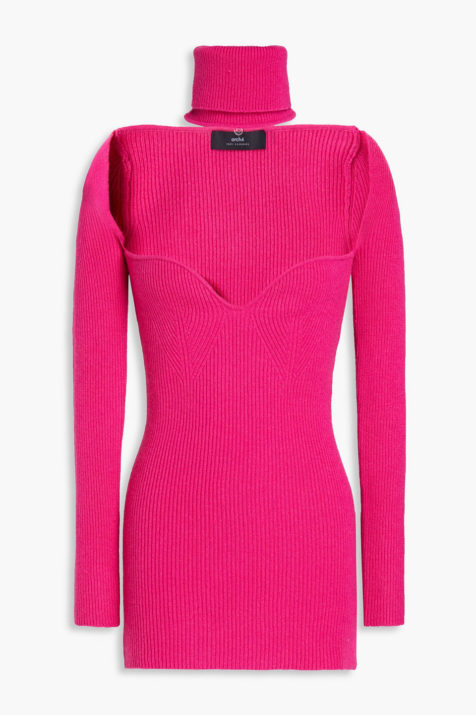 Arch4 Amandine Convertible Ribbed Cashmere Sweater In Fuchsia