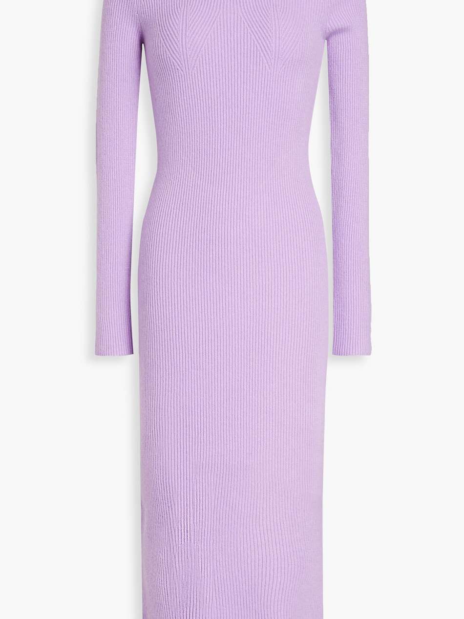 sandy cutout ribbed cashmere midi dress