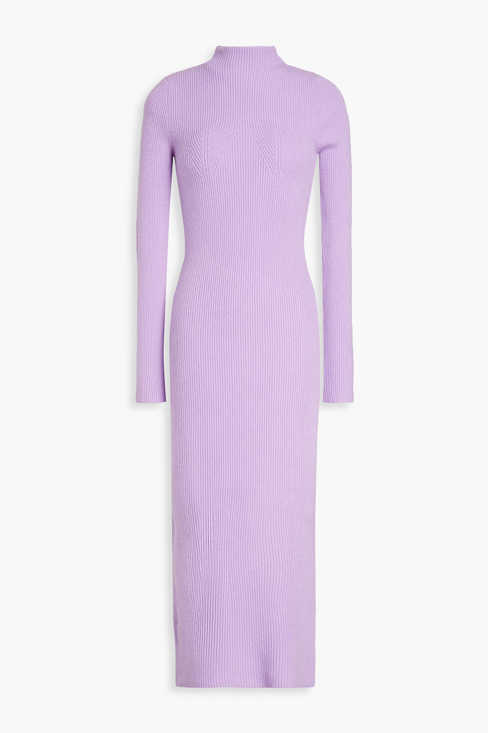 Arch4 Sandy Cutout Ribbed Cashmere Midi Dress In Lavender