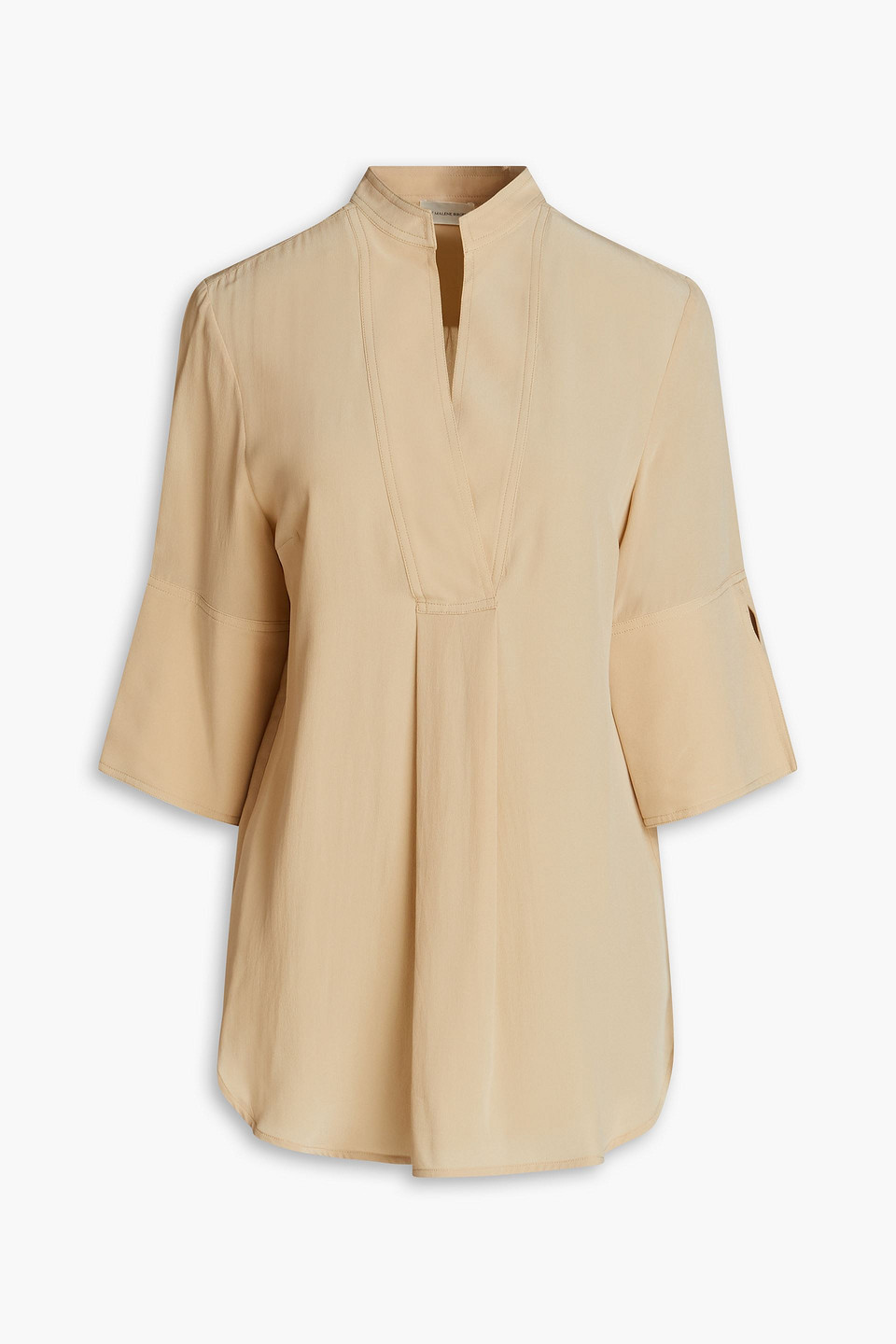 By Malene Birger Silk Bell-sleeves Blouse In Beige