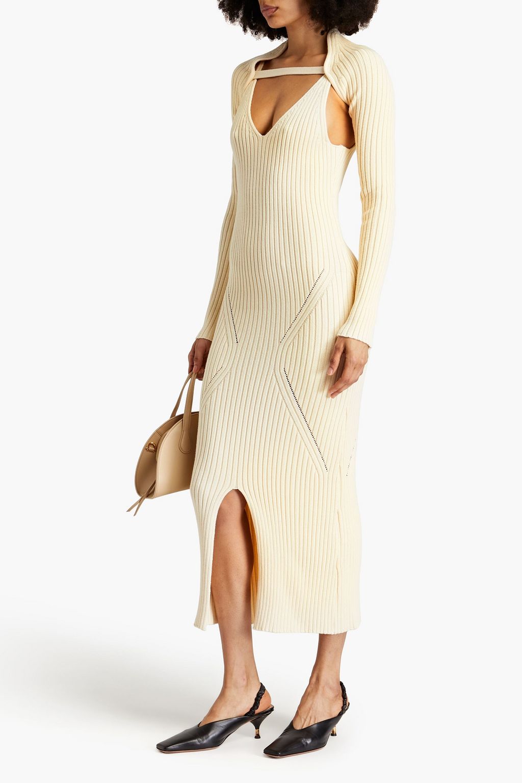 LVIR Ribbed-knit midi dress and cardigan set