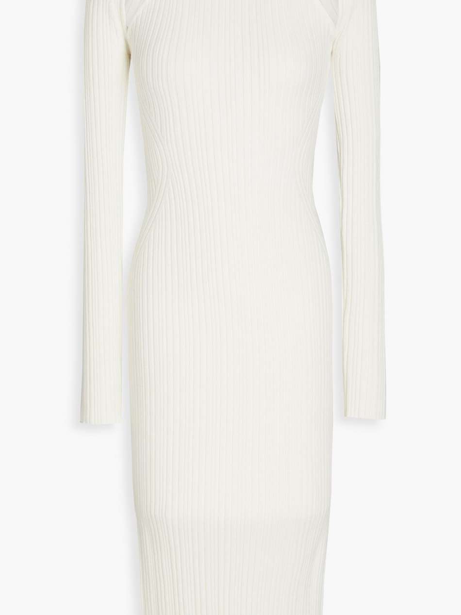 cutout ribbed-knit midi dress