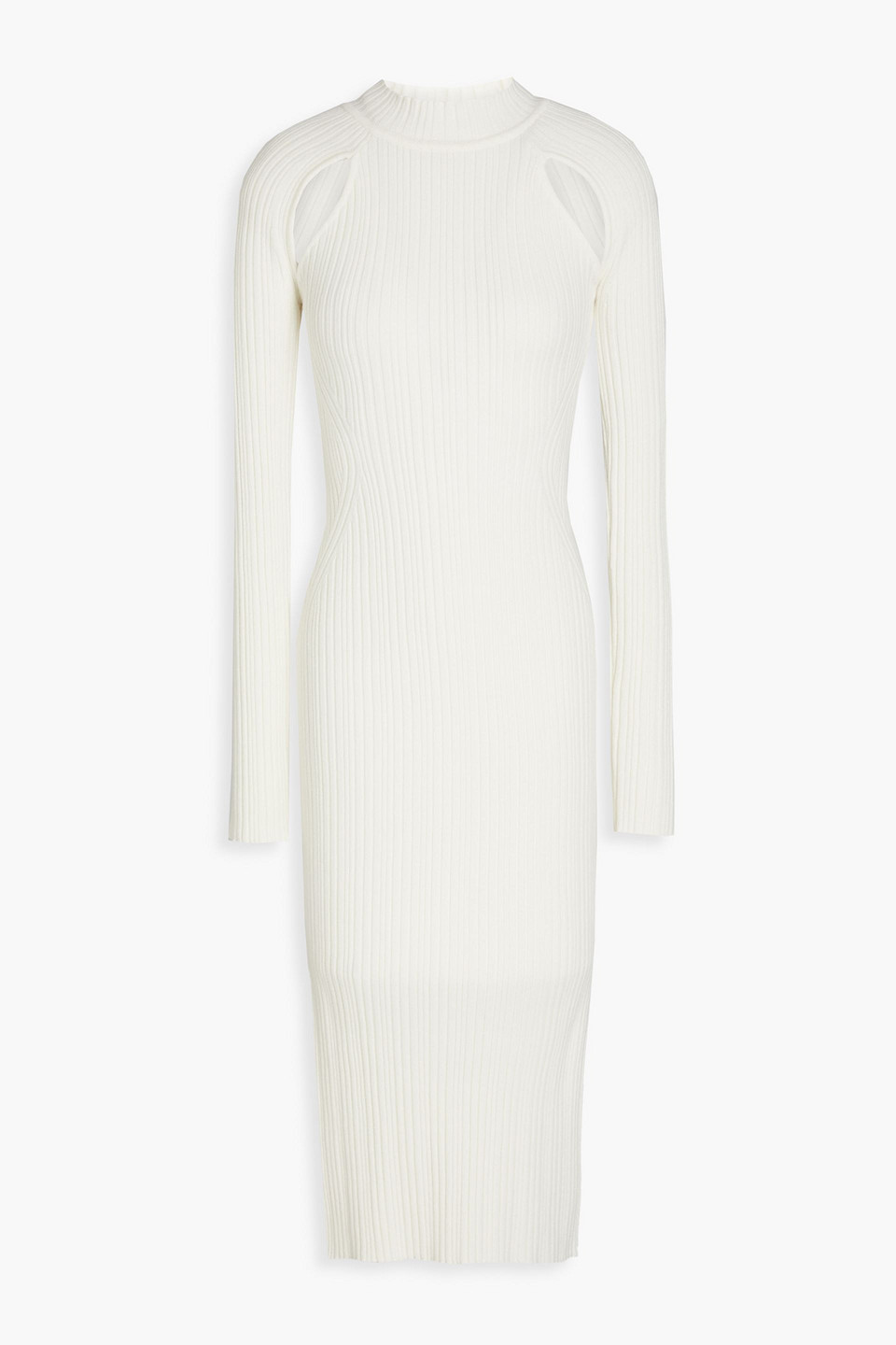 Cutout ribbed-knit midi dress