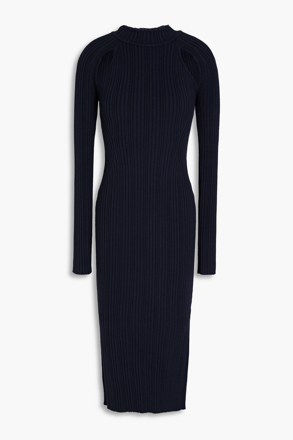 Cutout ribbed-knit midi dress