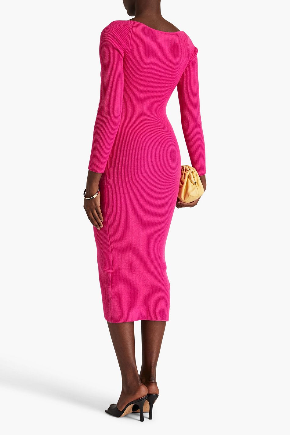 Arched gabardine midi dress