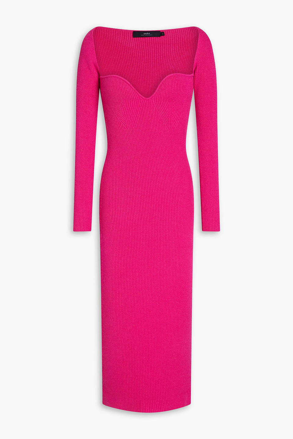 Arch4 Ribbed Cashmere Midi Dress In Fuchsia