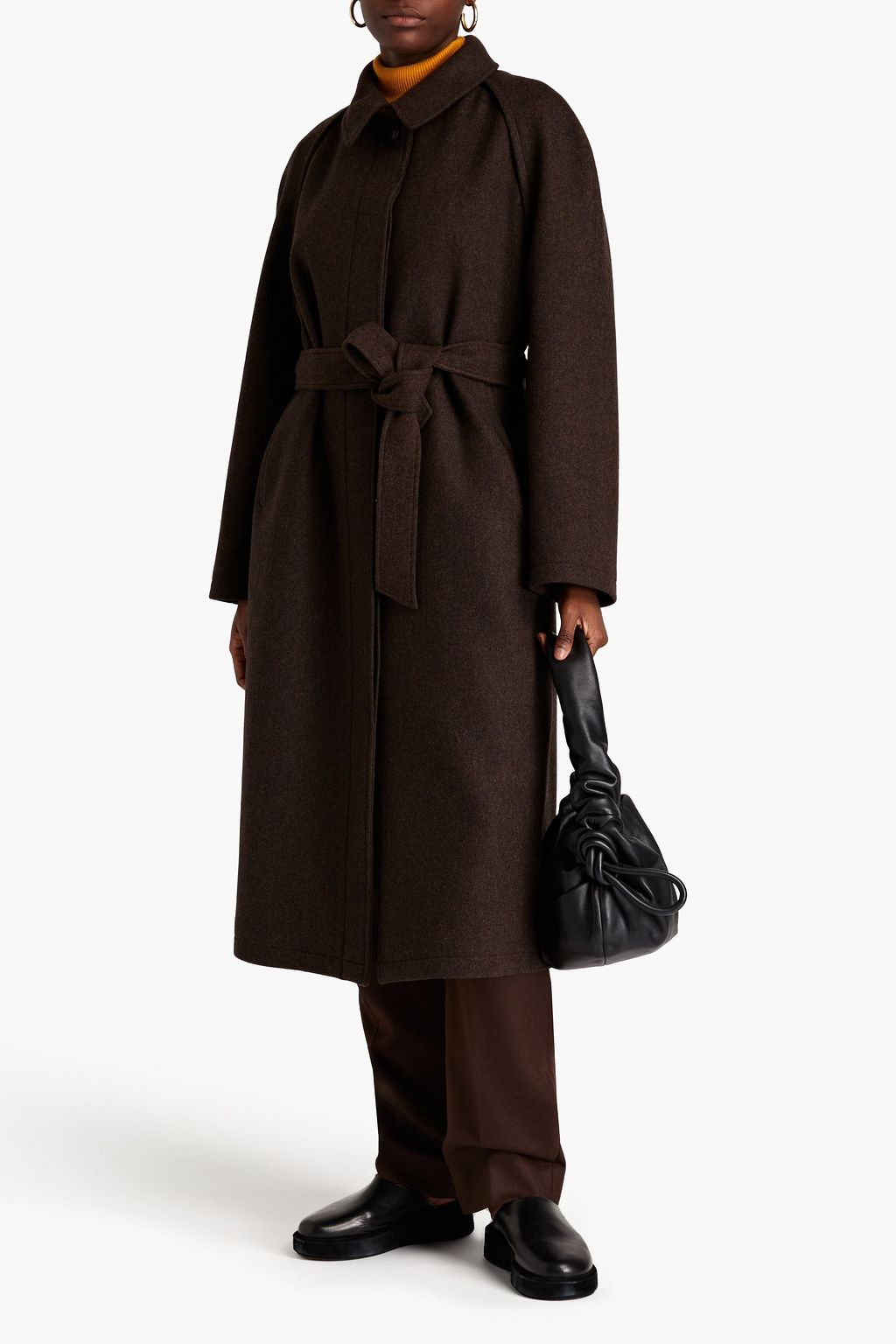 LE 17 SEPTEMBRE Oversized belted wool-blend felt coat